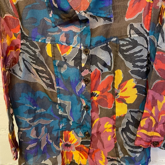 Tony Morgan Womens Blouse Brown/Black in a Bright Floral Pattern Size S - Picture 9 of 16